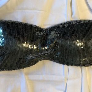 Silver sequined bandeau top